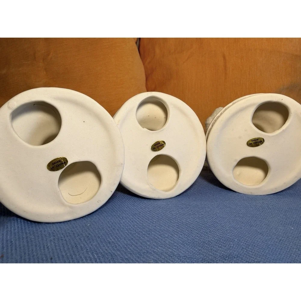 3 Small Cherub Ceramic Candle Holders | Matte White | Angels | Vintage 90's